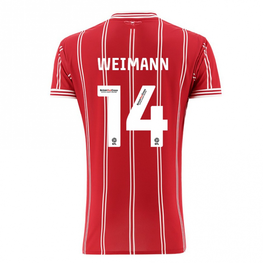 Kids Football Andreas Weimann #14 Red Home Jersey 2023/24 T-Shirt