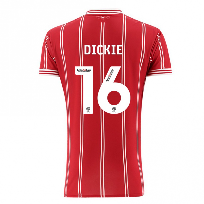 Kids Football Rob Dickie #16 Red Home Jersey 2023/24 T-Shirt