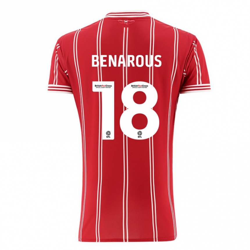 Kids Football Ayman Benarous #18 Red Home Jersey 2023/24 T-Shirt