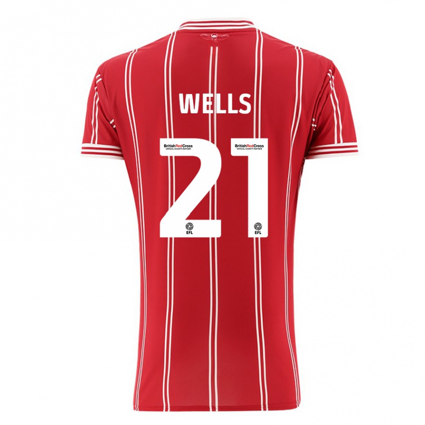 Kids Football Nahki Wells #21 Red Home Jersey 2023/24 T-Shirt