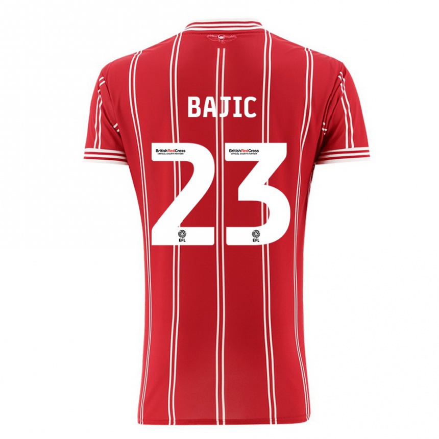 Kids Football Stefan Bajic #23 Red Home Jersey 2023/24 T-Shirt