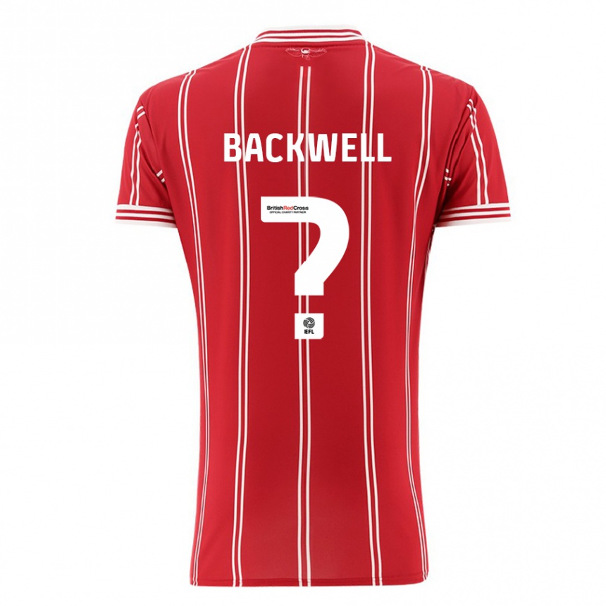 Kids Football Tommy Backwell #0 Red Home Jersey 2023/24 T-Shirt