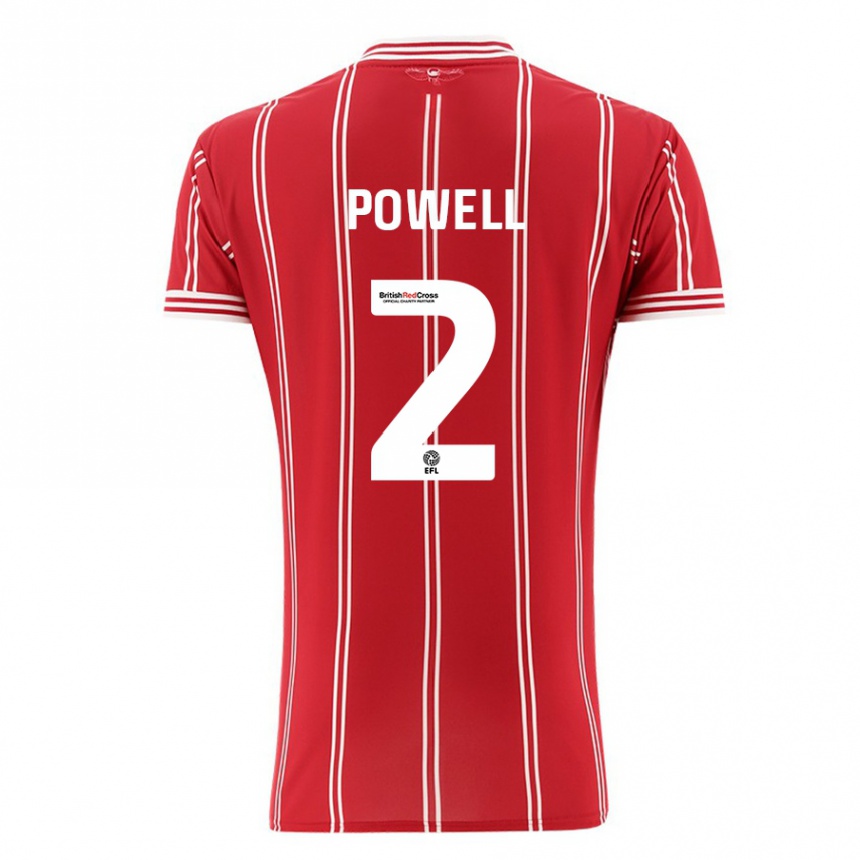 Kids Football Ella Powell #2 Red Home Jersey 2023/24 T-Shirt