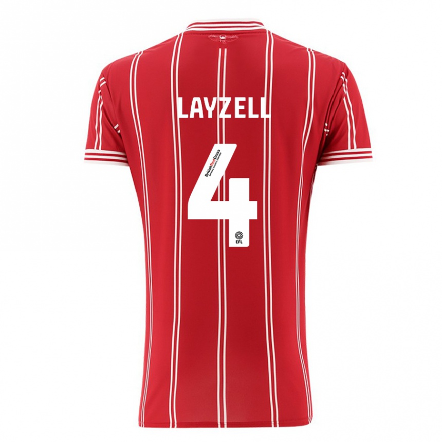 Kids Football Naomi Layzell #4 Red Home Jersey 2023/24 T-Shirt