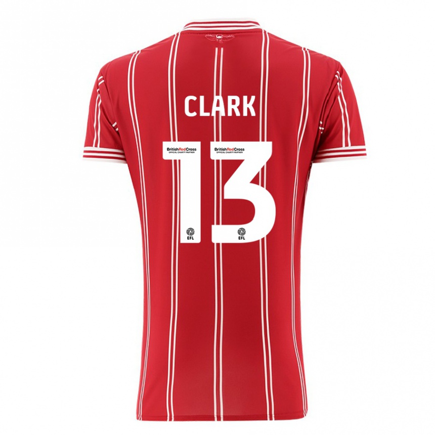 Kids Football Olivia Clark #13 Red Home Jersey 2023/24 T-Shirt