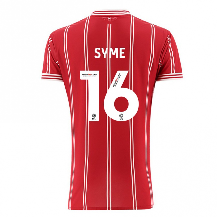 Kids Football Emily Syme #16 Red Home Jersey 2023/24 T-Shirt