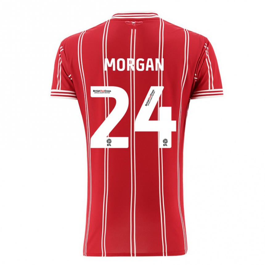 Kids Football Ffion Morgan #24 Red Home Jersey 2023/24 T-Shirt