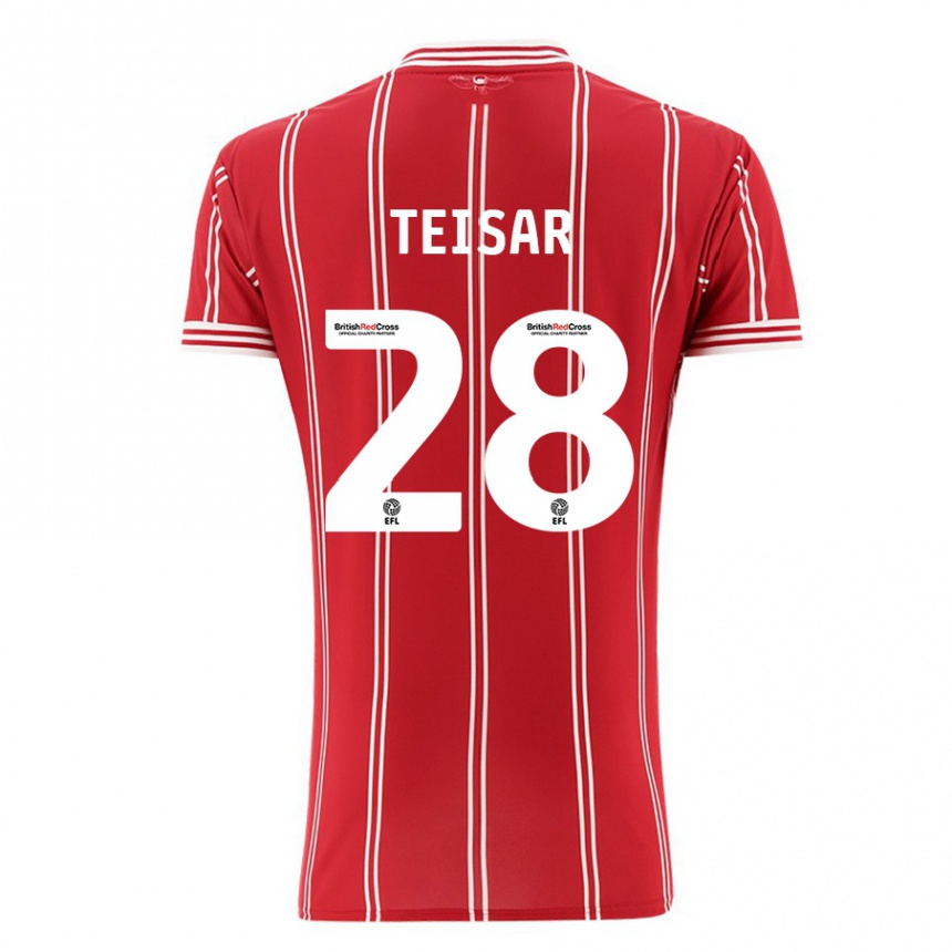 Kids Football Tianna Teisar #28 Red Home Jersey 2023/24 T-Shirt