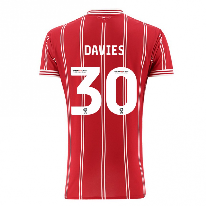 Kids Football Yasmin Davies #30 Red Home Jersey 2023/24 T-Shirt