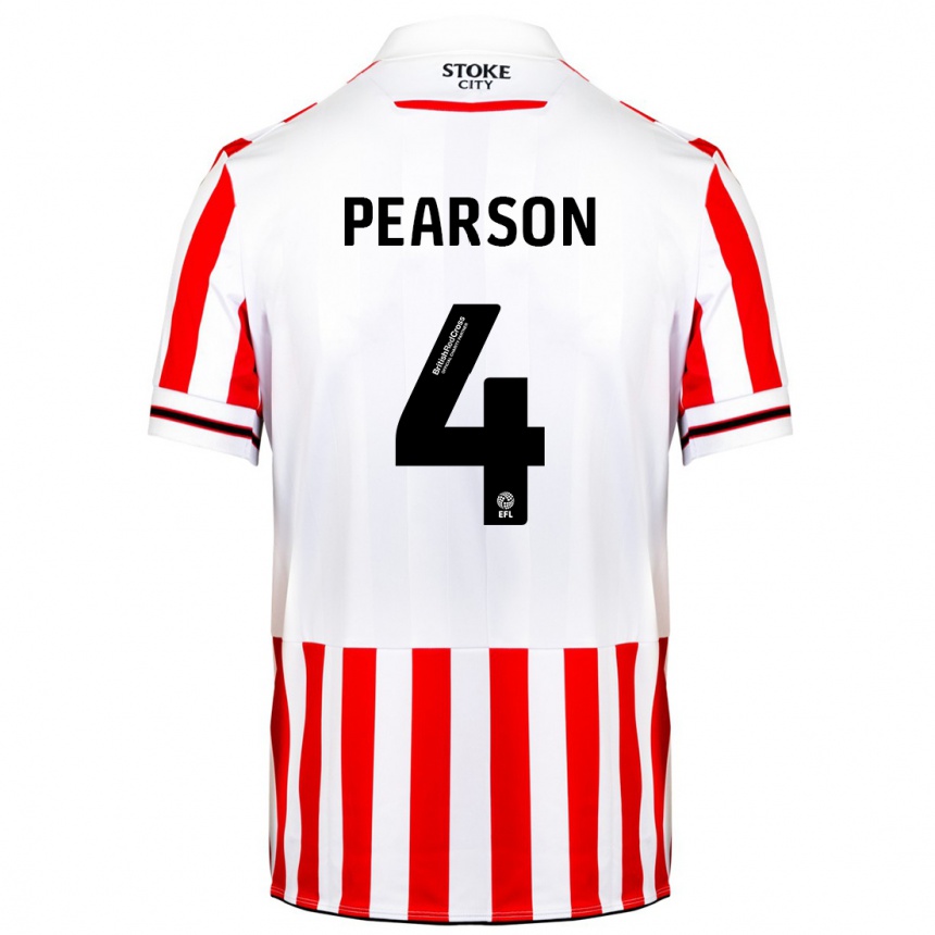 Kids Football Ben Pearson #4 Red White Home Jersey 2023/24 T-Shirt