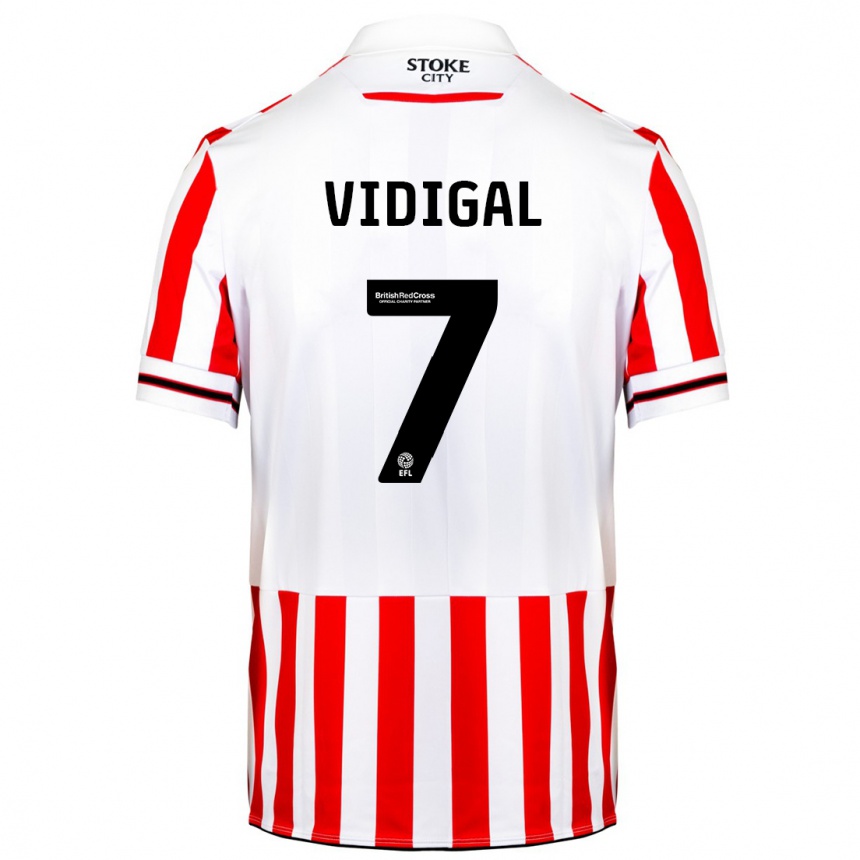 Kids Football André Vidigal #7 Red White Home Jersey 2023/24 T-Shirt