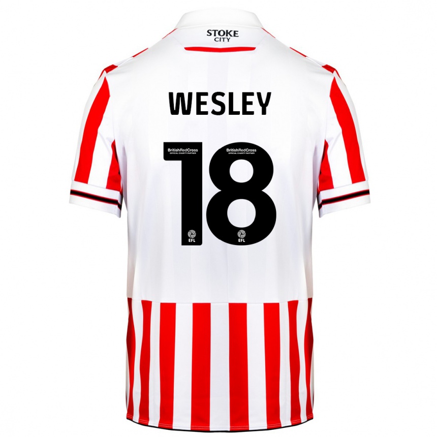 Kids Football Wesley Moraes #18 Red White Home Jersey 2023/24 T-Shirt