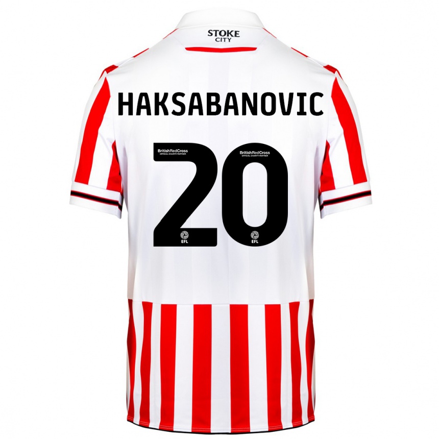 Kids Football Sead Hakšabanović #20 Red White Home Jersey 2023/24 T-Shirt