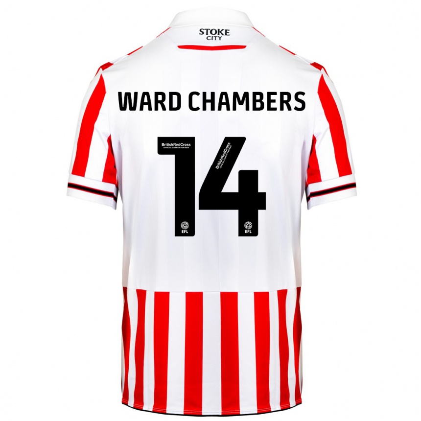 Kids Football Courtnay Ward-Chambers #14 Red White Home Jersey 2023/24 T-Shirt