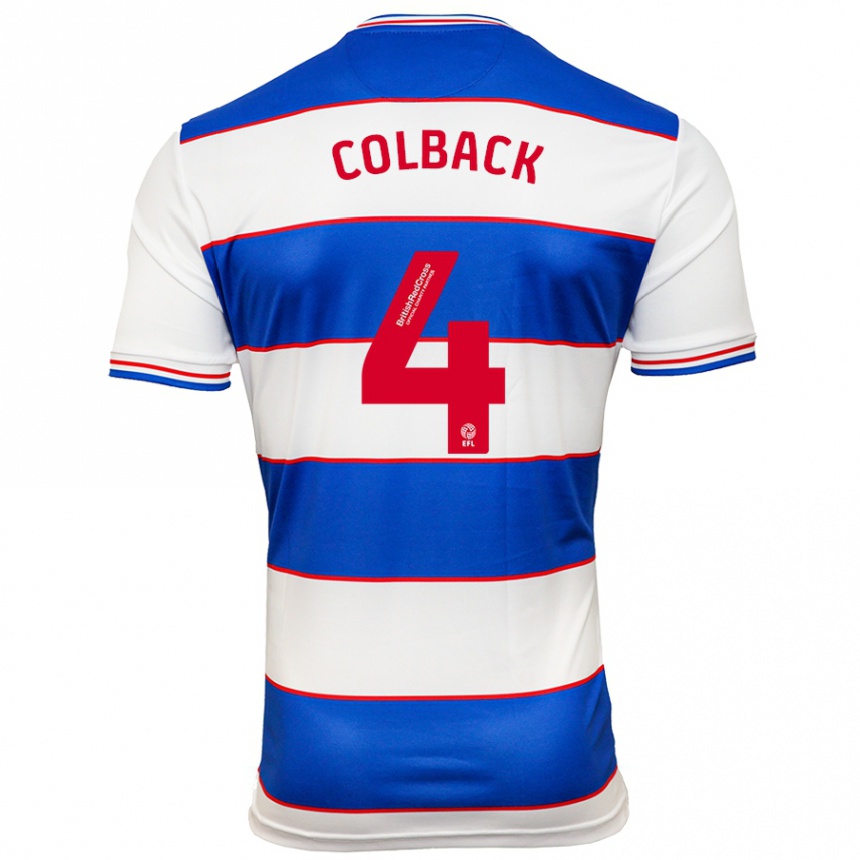 Kids Football Jack Colback #4 White Blue Home Jersey 2023/24 T-Shirt