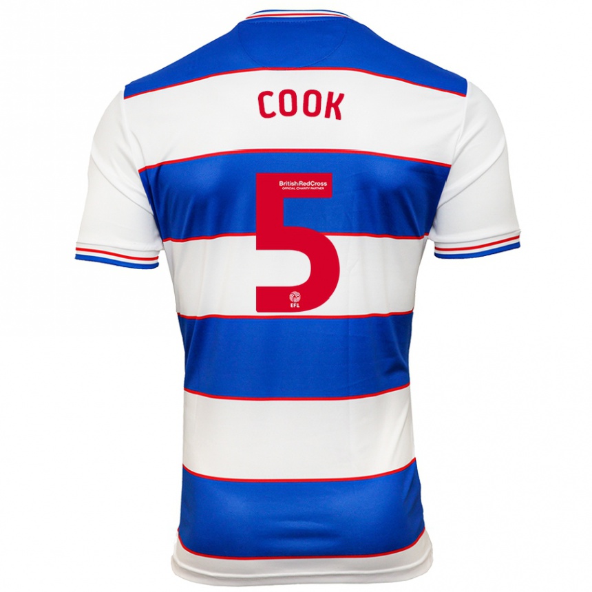 Kids Football Steve Cook #5 White Blue Home Jersey 2023/24 T-Shirt