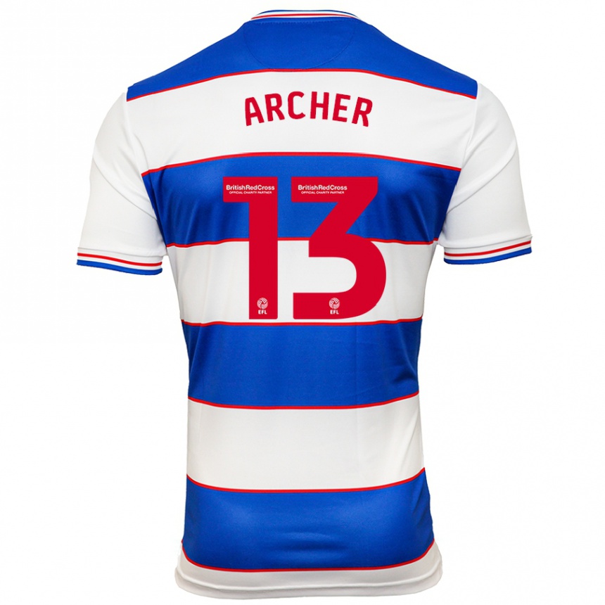 Kids Football Jordan Archer #13 White Blue Home Jersey 2023/24 T-Shirt