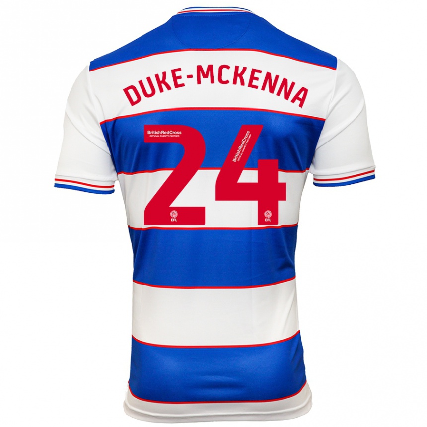 Kids Football Stephen Duke-Mckenna #24 White Blue Home Jersey 2023/24 T-Shirt
