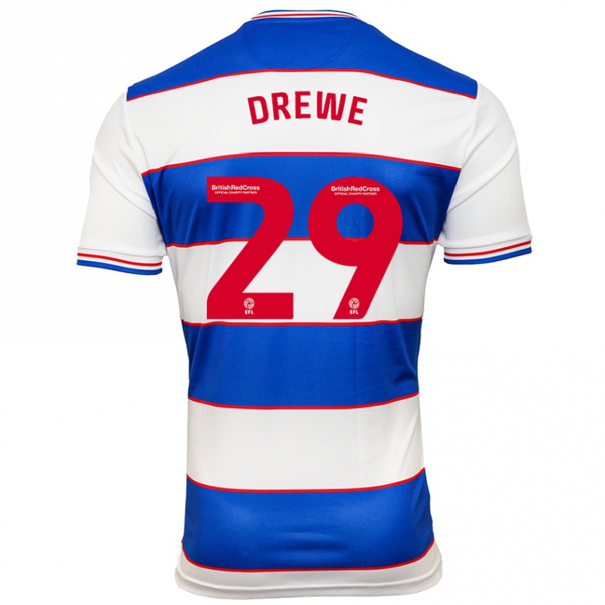 Kids Football Aaron Drewe #29 White Blue Home Jersey 2023/24 T-Shirt