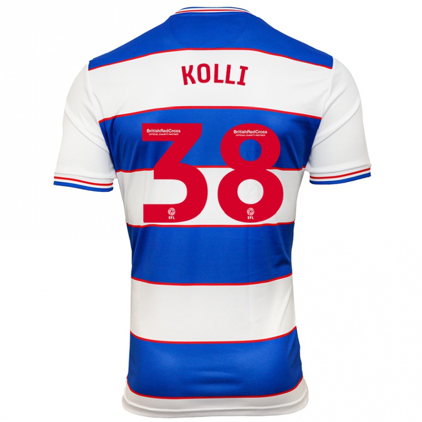 Kids Football Rayan Kolli #38 White Blue Home Jersey 2023/24 T-Shirt