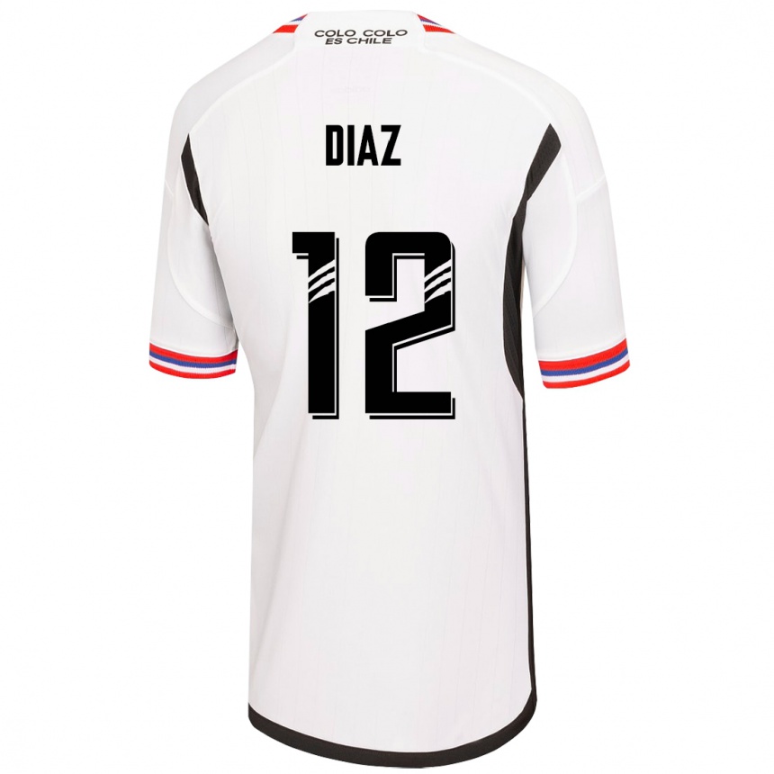Kids Football Javiera Díaz #12 White Home Jersey 2023/24 T-Shirt