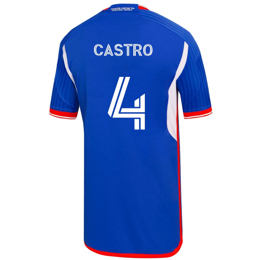 Kids Football José Ignacio Castro #4 Blue Home Jersey 2023/24 T-Shirt