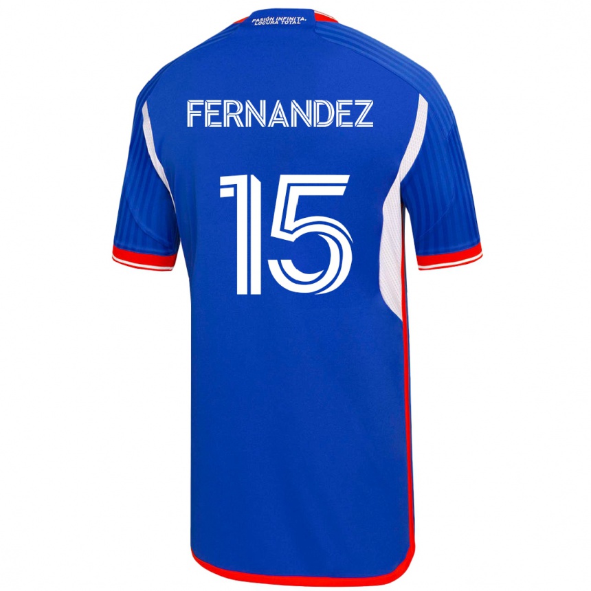Kids Football Vicente Fernández #15 Blue Home Jersey 2023/24 T-Shirt