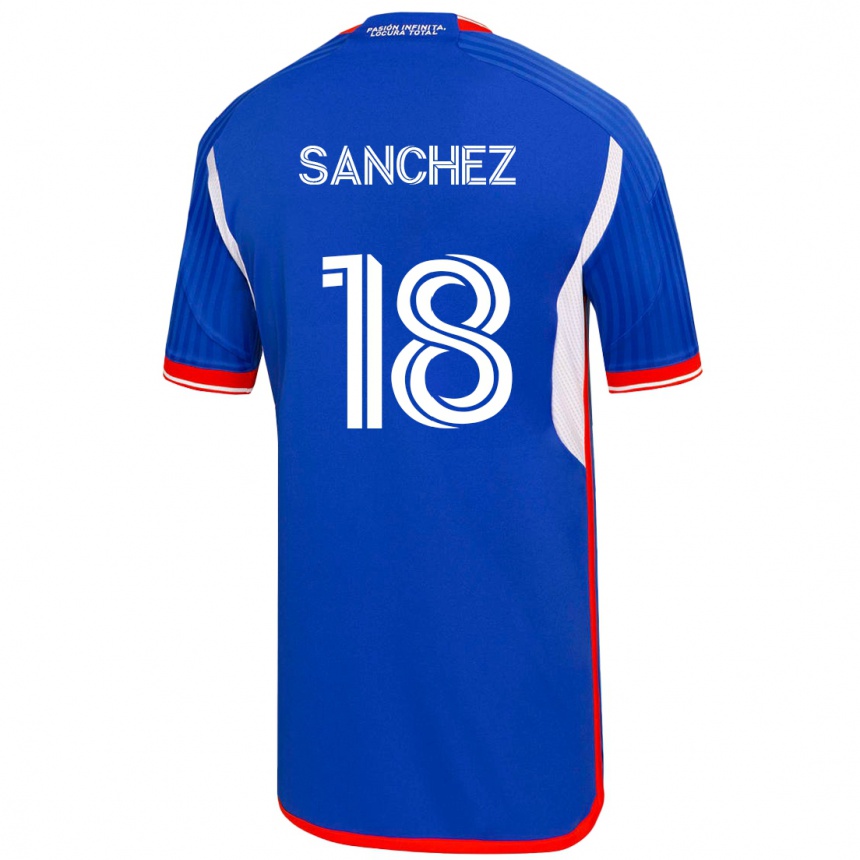 Kids Football Bárbara Sánchez #18 Blue Home Jersey 2023/24 T-Shirt
