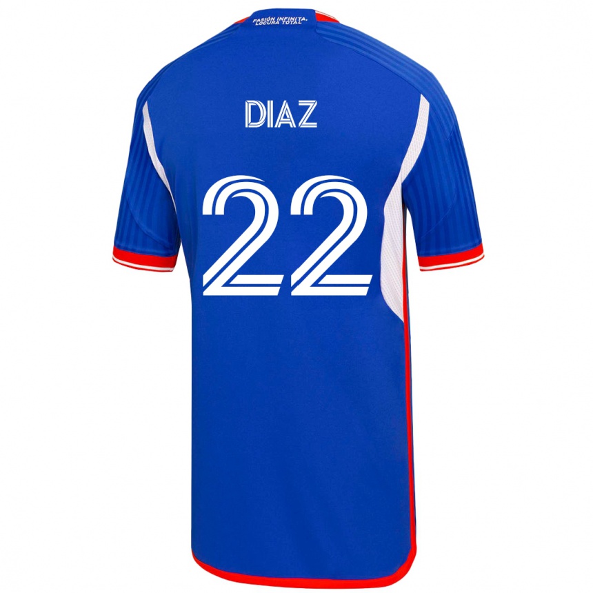 Kids Football Valentina Díaz #22 Blue Home Jersey 2023/24 T-Shirt