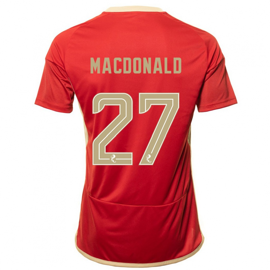 Kids Football Angus Macdonald #27 Red Home Jersey 2023/24 T-Shirt