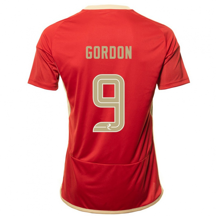 Kids Football Lauren Gordon #9 Red Home Jersey 2023/24 T-Shirt