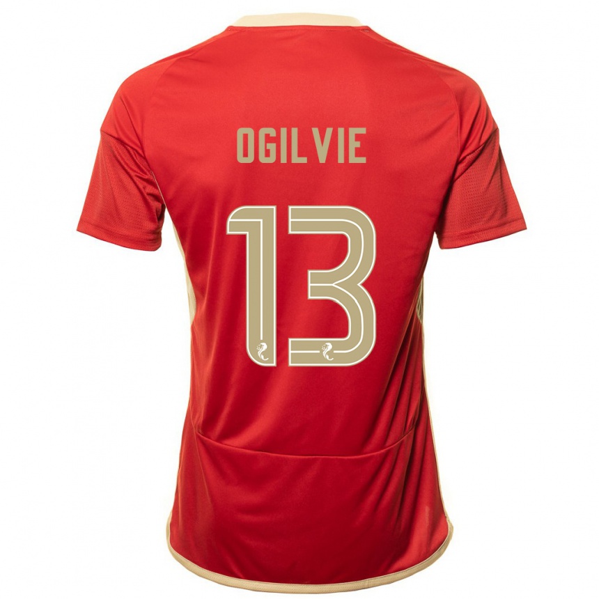 Kids Football Francesca Ogilvie #13 Red Home Jersey 2023/24 T-Shirt