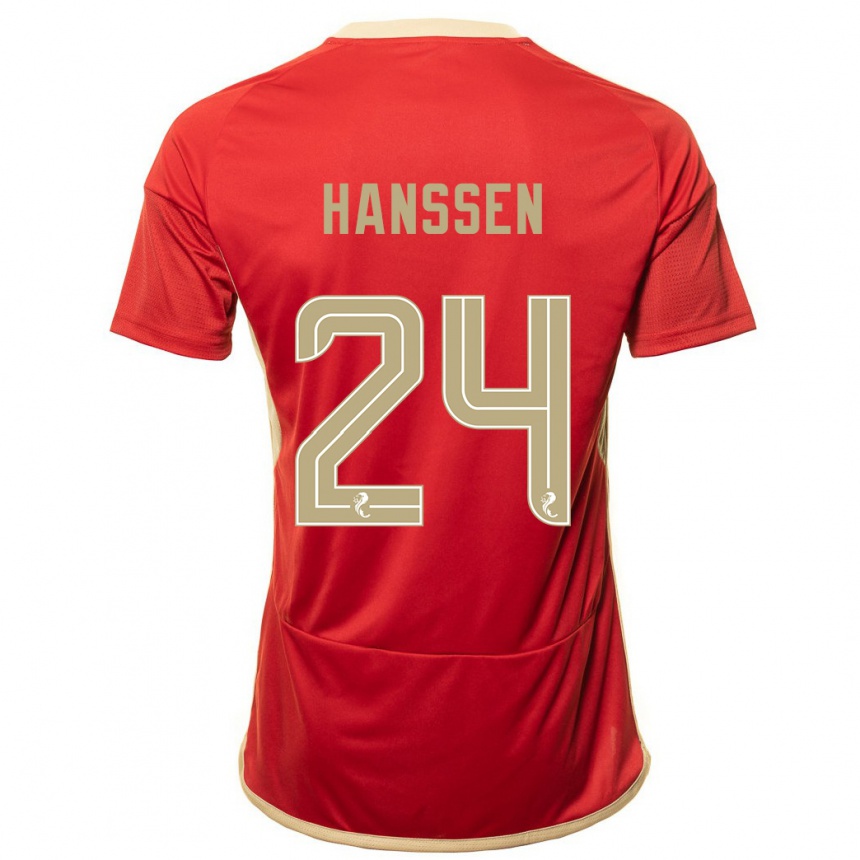 Kids Football Nadine Hanssen #24 Red Home Jersey 2023/24 T-Shirt