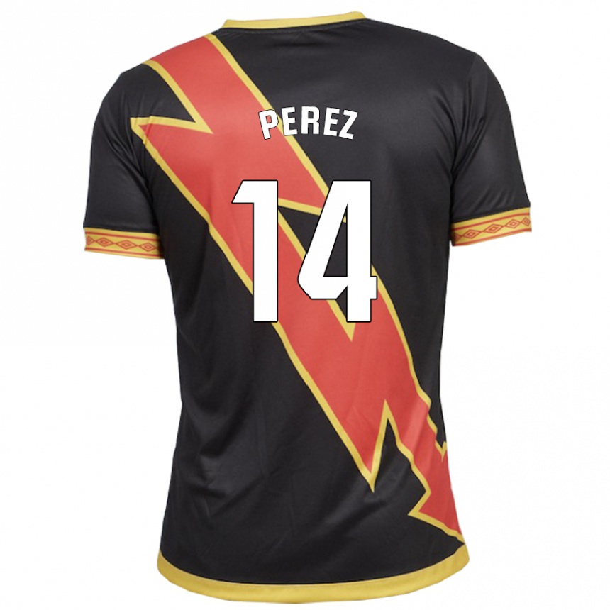 Kids Football Kike Pérez #14 Black Away Jersey 2023/24 T-Shirt