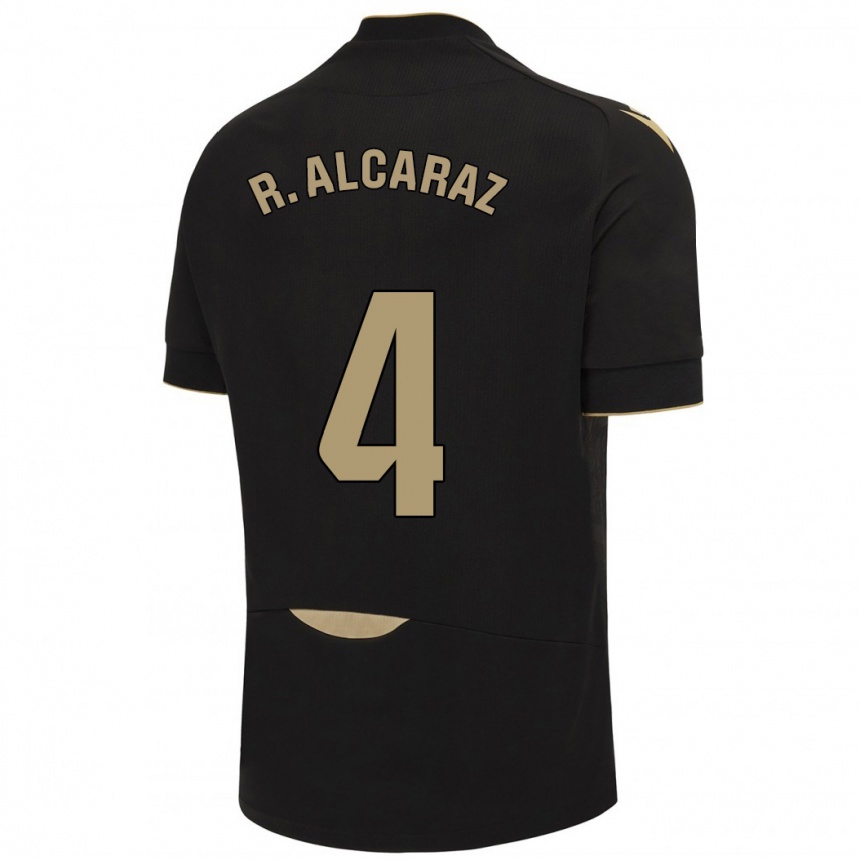 Kids Football Rubén Alcaraz #4 Black Away Jersey 2023/24 T-Shirt