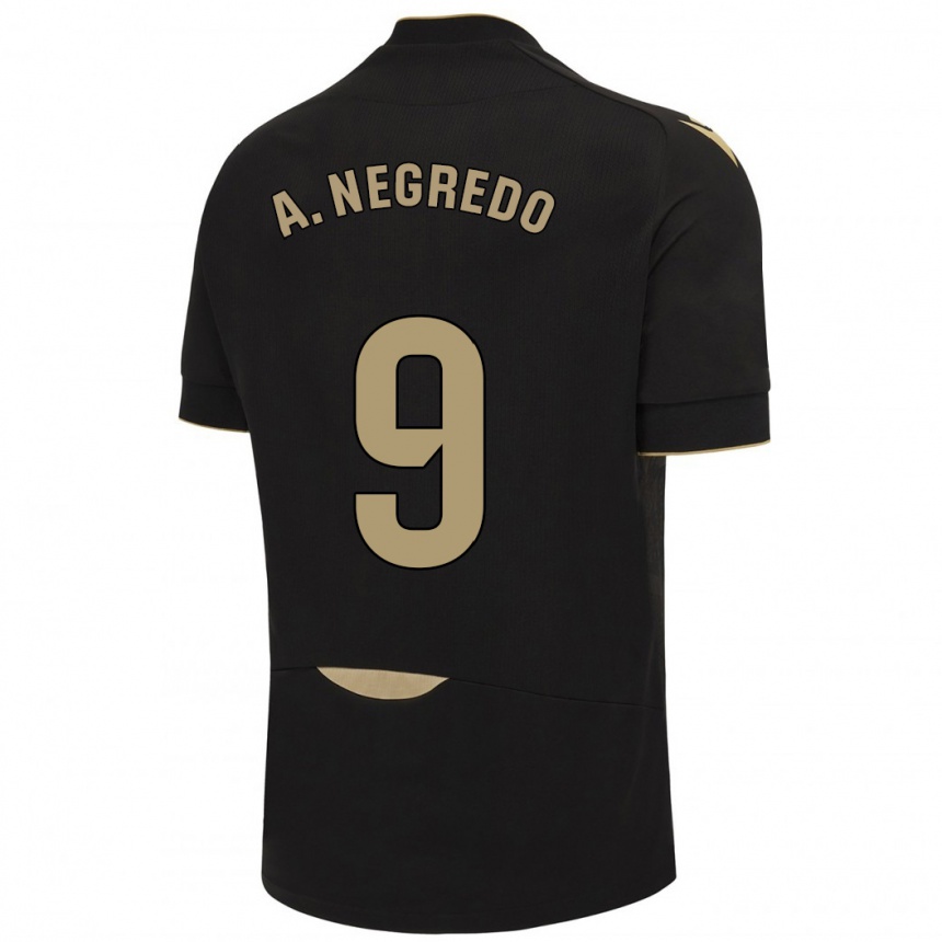 Kids Football Álvaro Negredo #9 Black Away Jersey 2023/24 T-Shirt