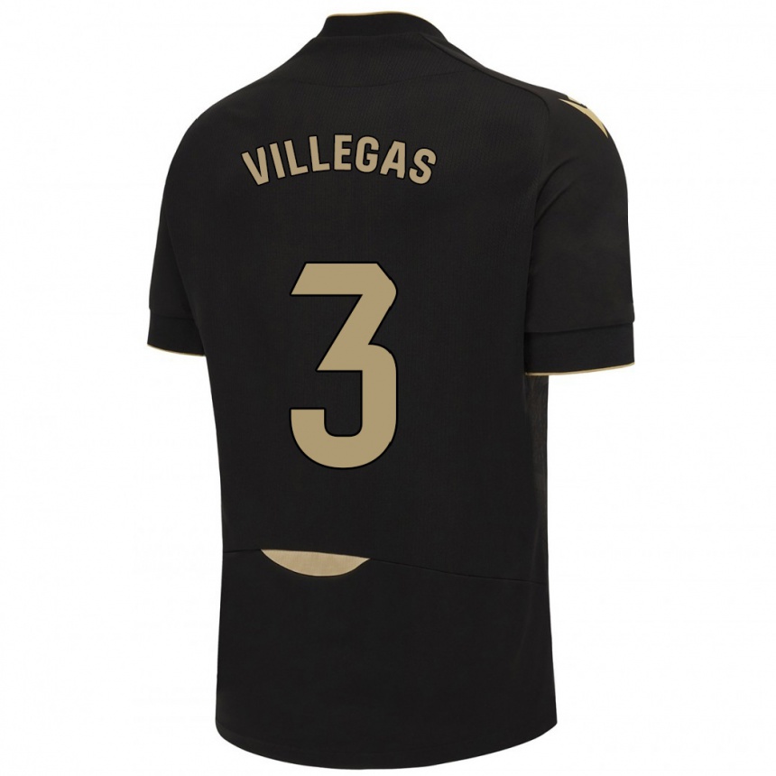 Kids Football Virginia Villegas Rico #3 Black Away Jersey 2023/24 T-Shirt