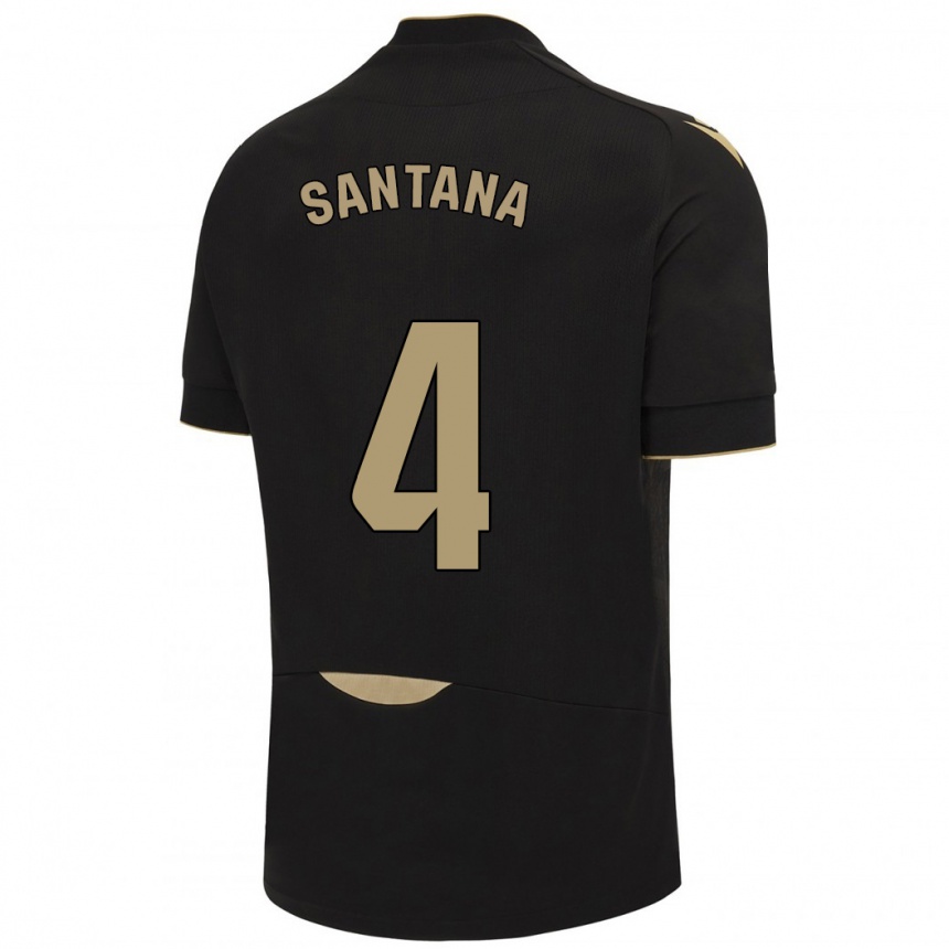 Kids Football María Del Carmen Santana Vázquez #4 Black Away Jersey 2023/24 T-Shirt