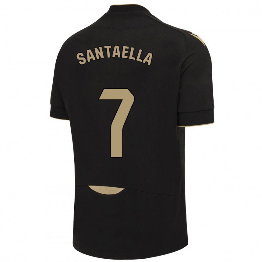 Kids Football Natalia Santaella Picón #7 Black Away Jersey 2023/24 T-Shirt