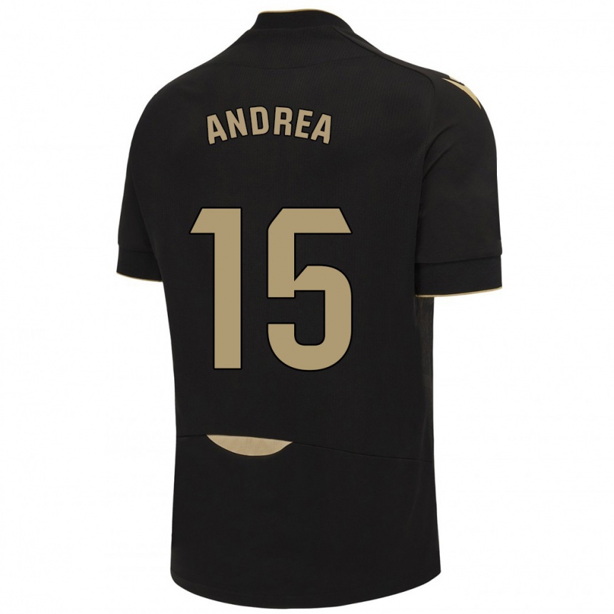 Kids Football Andrea Sánchez Moreno #15 Black Away Jersey 2023/24 T-Shirt