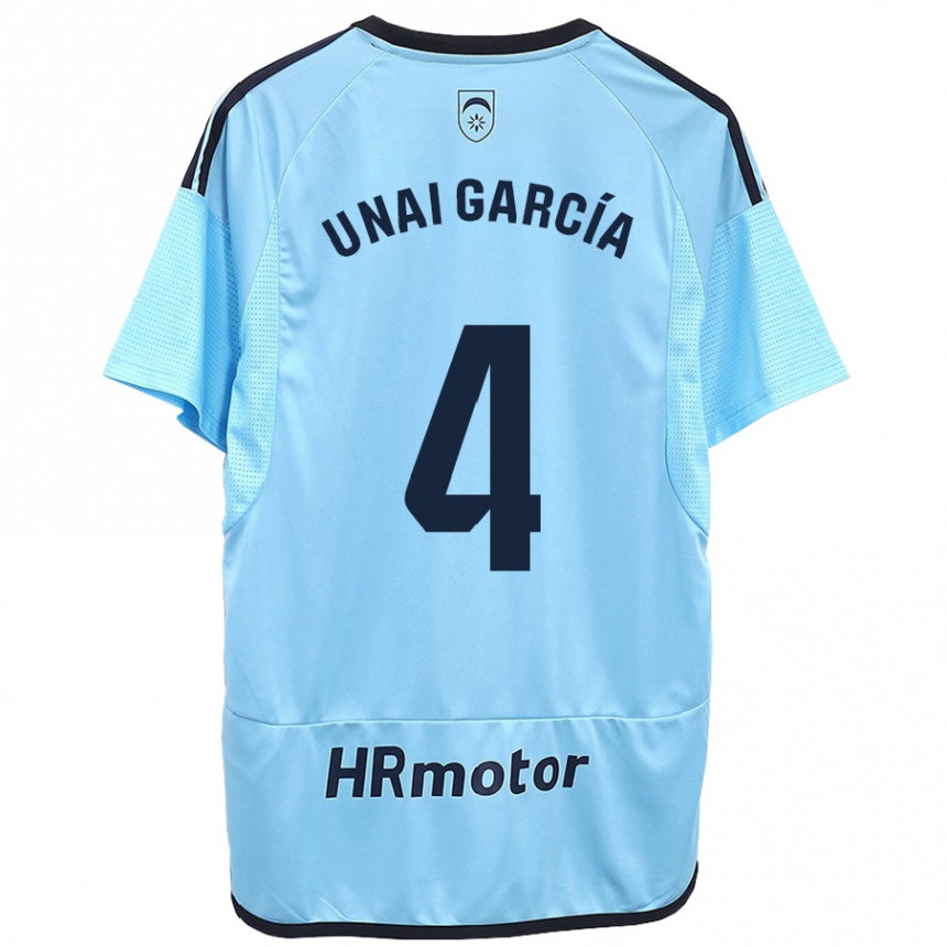 Kids Football Unai García #4 Blue Away Jersey 2023/24 T-Shirt