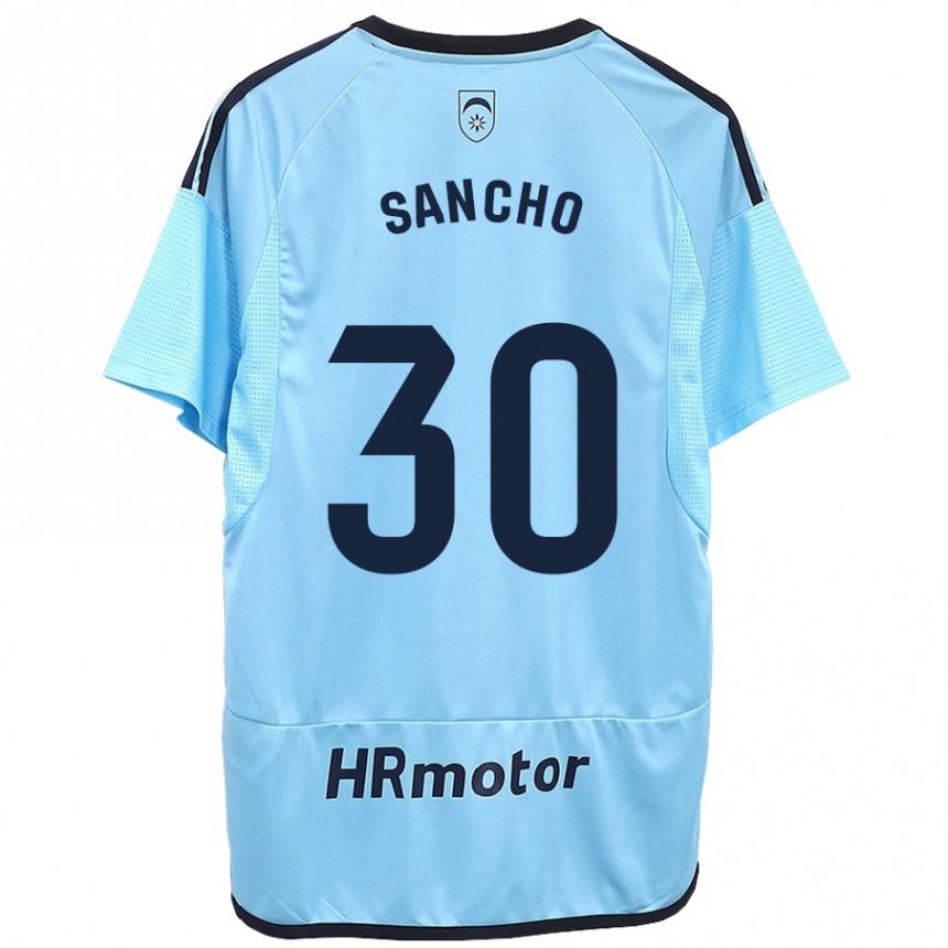 Kids Football Dani Sancho #30 Blue Away Jersey 2023/24 T-Shirt