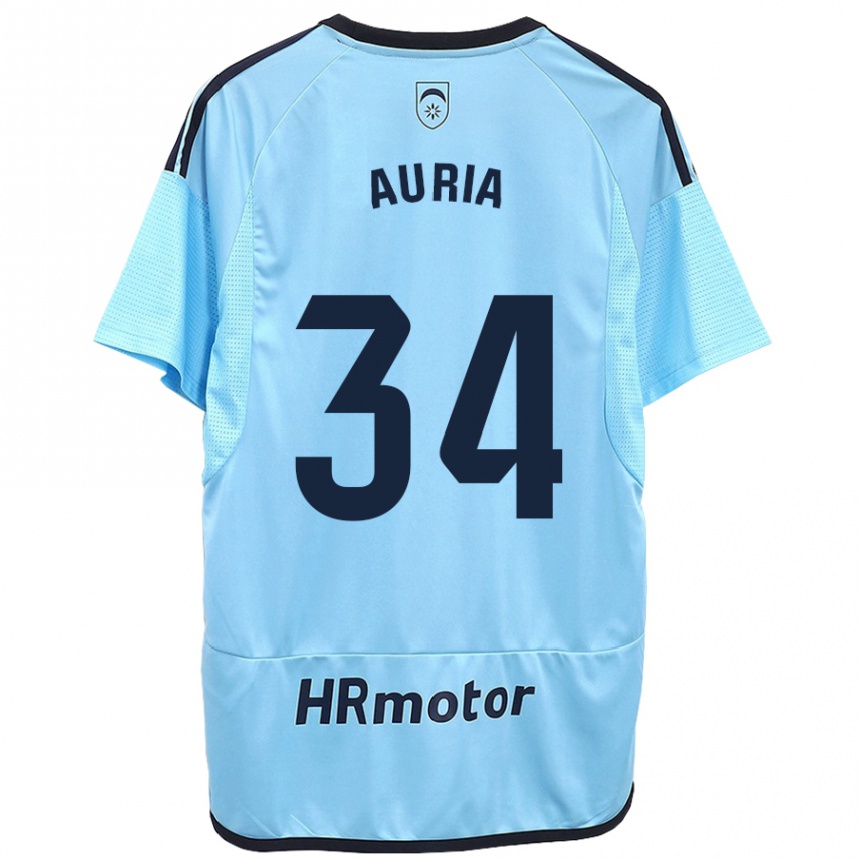 Kids Football Miguel Auria #34 Blue Away Jersey 2023/24 T-Shirt