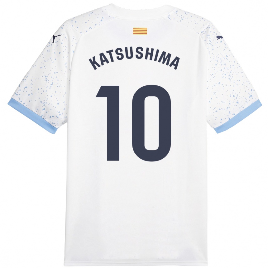 Kids Football Shinnosuke Katsushima #10 White Away Jersey 2023/24 T-Shirt