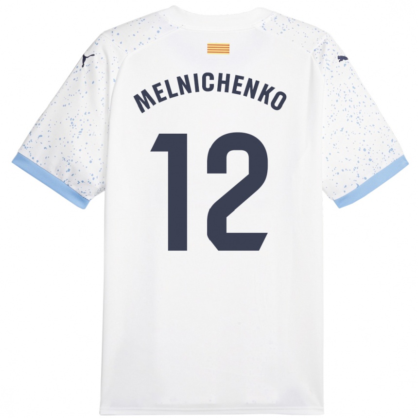 Kids Football Dmytro Melnichenko #12 White Away Jersey 2023/24 T-Shirt