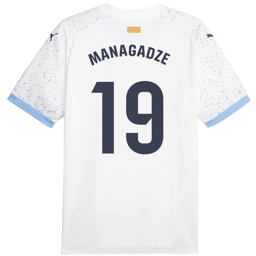 Kids Football Luka Managadze #19 White Away Jersey 2023/24 T-Shirt