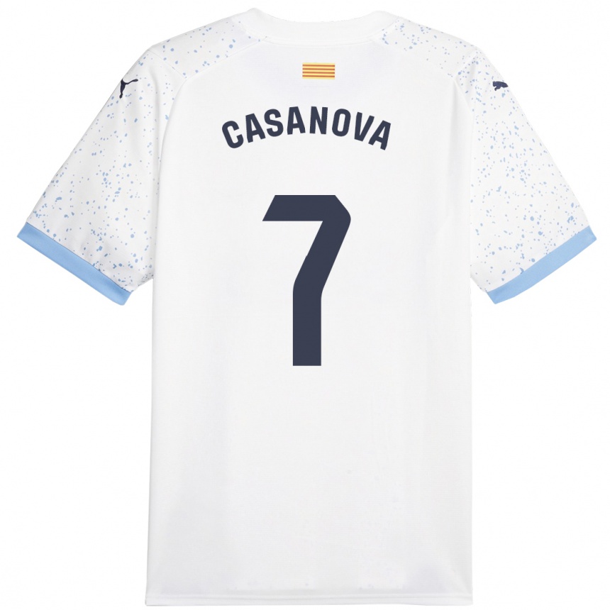 Kids Football Àstrid Casanova #7 White Away Jersey 2023/24 T-Shirt