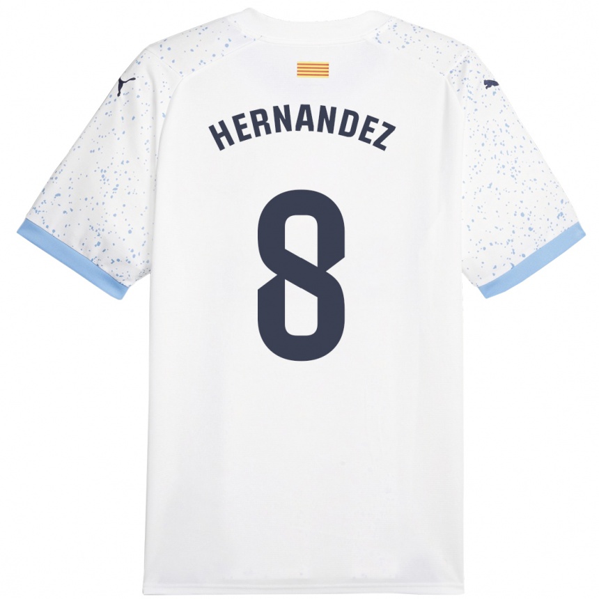 Kids Football Sofia Hernández #8 White Away Jersey 2023/24 T-Shirt