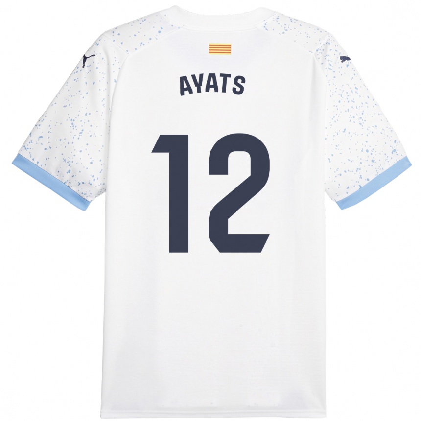 Kids Football Mònica Ayats #12 White Away Jersey 2023/24 T-Shirt