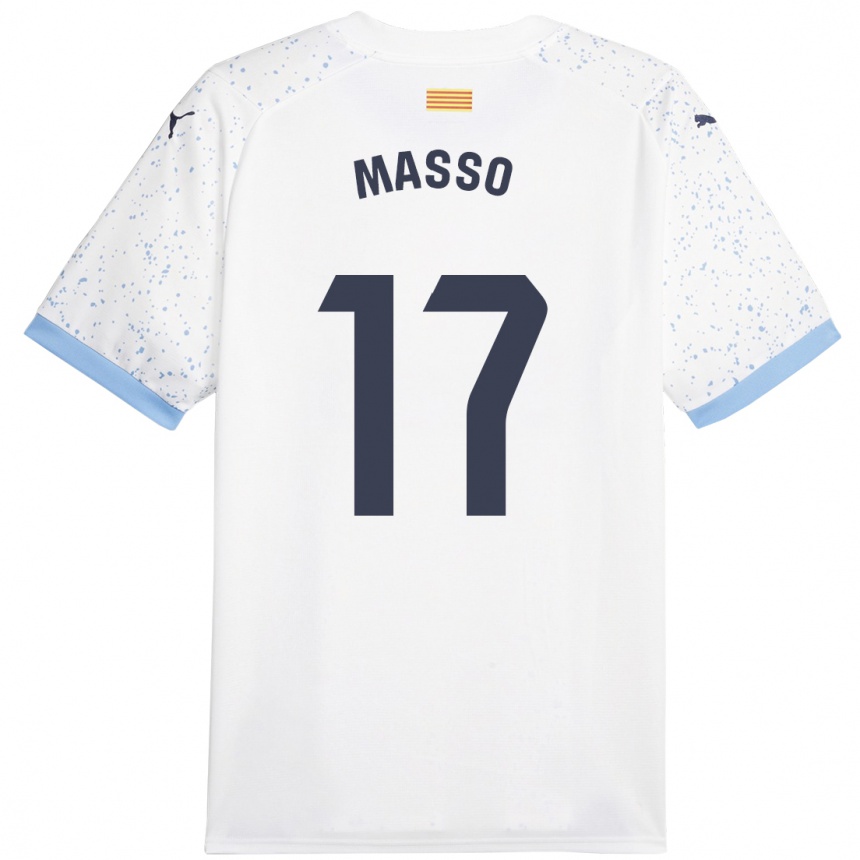 Kids Football Ainoa Massó #17 White Away Jersey 2023/24 T-Shirt